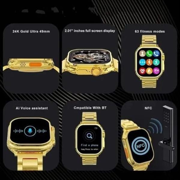 S9 Ultra Smart Watch Gold Edition with Sports Mode Golden - Image 2