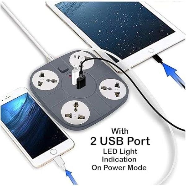 Multi Plug Extension Board with USB Port - Image 2