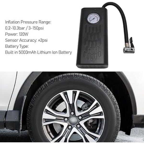 Rechargeable Tire Inflator Pump with Digital Pressure Gauge - Image 4