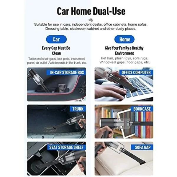 Car Vacuum Cleaner Efficient Dust Collection Compact 2-in-1 - Image 4
