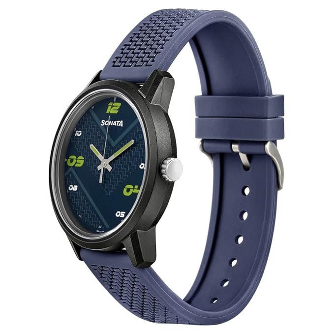 Sonata Quartz Analog PU Strap Blue Dial Watch for Men - Image 2