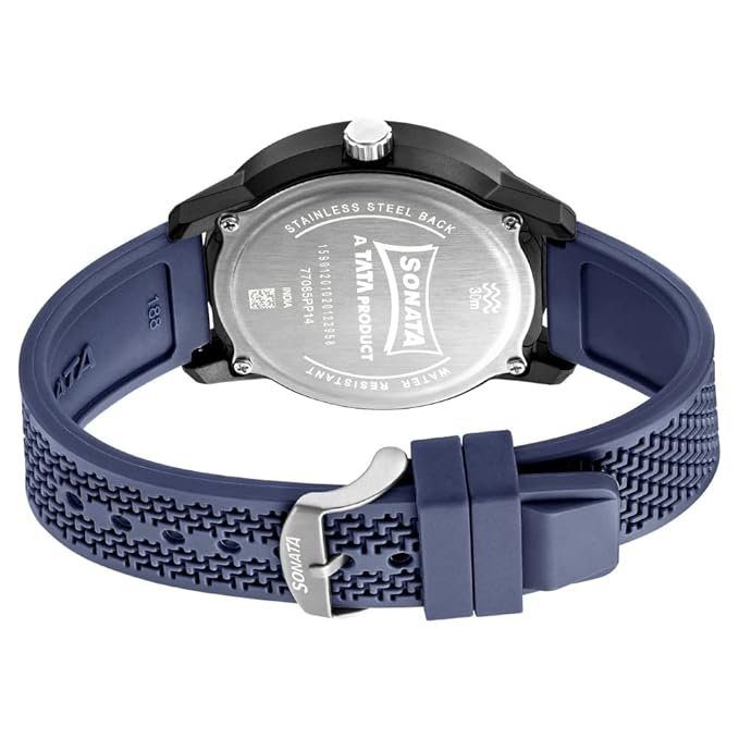 Sonata Quartz Analog PU Strap Blue Dial Watch for Men - Image 3