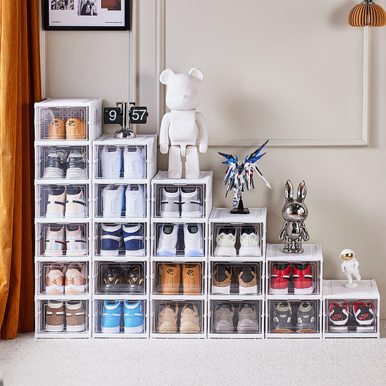 Portable Shoe Rack with Dustproof Cover