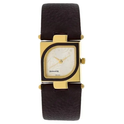 Sonata Quartz Analog Silver Dial Leather...