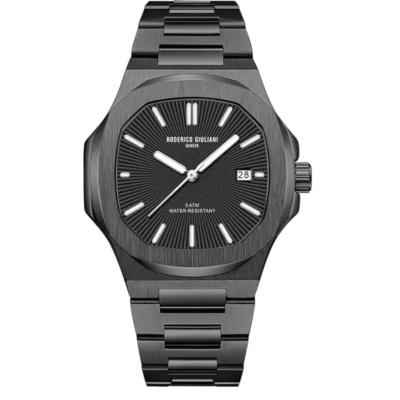Black CASE Black Steel Bracelet Men’s Watch.