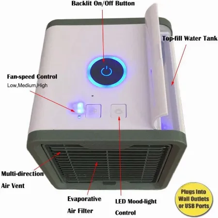 Mini Portable Air Cooler Fan With USB 7 Color Changing Inbuilt Light - Image 3