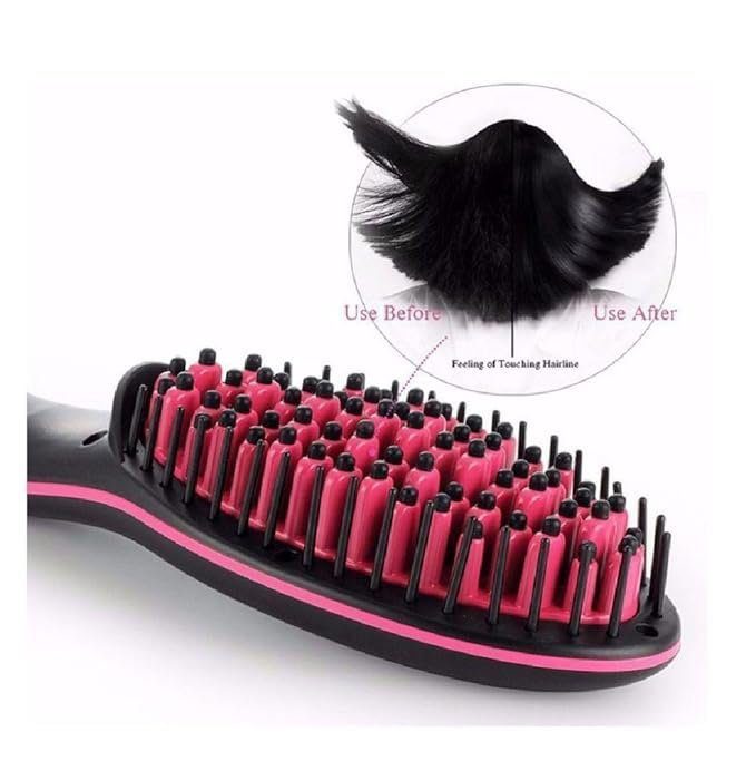 Ceramic Straight Electronic Hair Straightener with Brush - Image 3