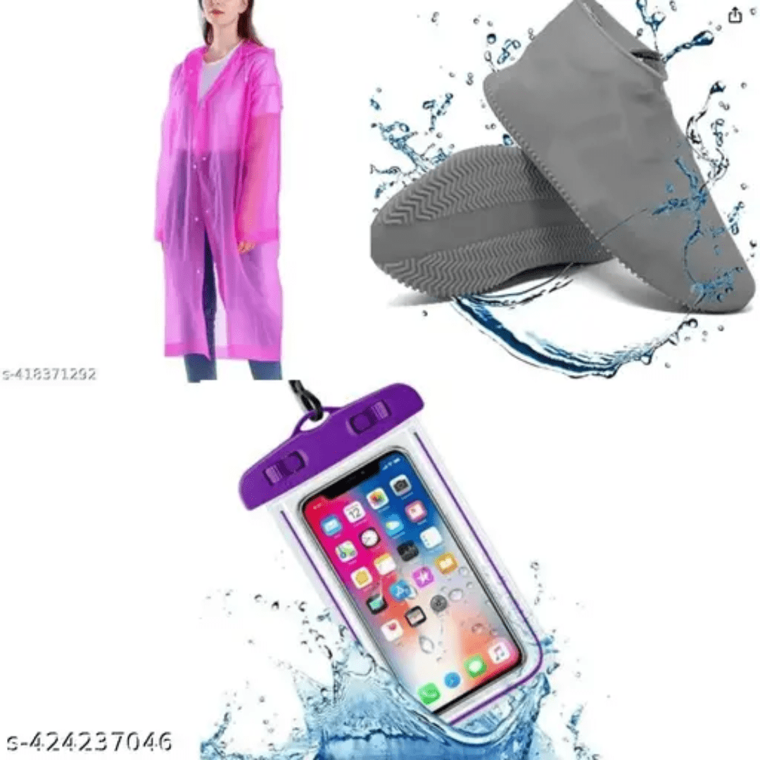 Unisex 3 in 1 Rain Coat (1 Rain Coat, 1 Mobile Cover & 1 Rain Shoe) - Image 2