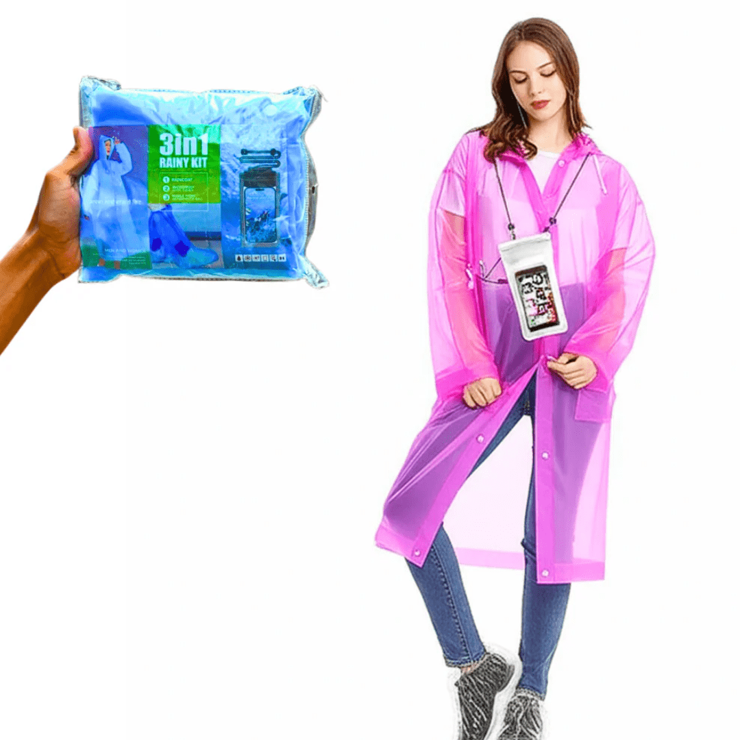 Unisex 3 in 1 Rain Coat (1 Rain Coat, 1 Mobile Cover & 1 Rain Shoe) - Image 3