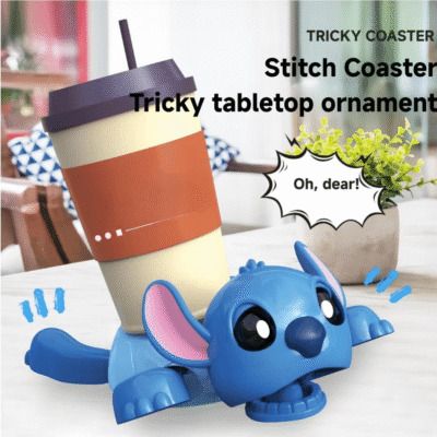 Coaster Scare Stitch Decorative Figure, Interactive Expression Change (Pink)