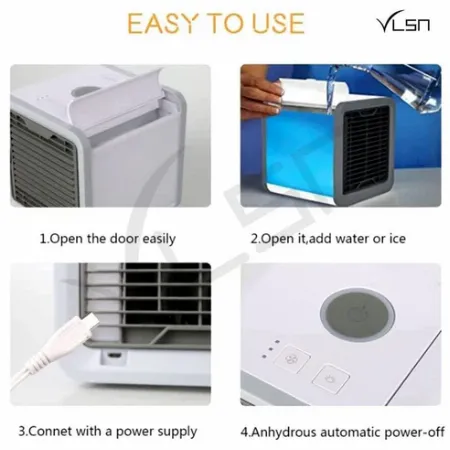 Mini Portable Air Cooler Fan With USB 7 Color Changing Inbuilt Light - Image 6