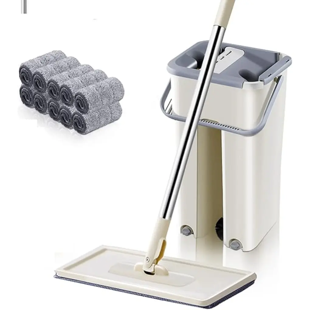 Microfiber Flat Mop with Bucket for Floor Cleaning