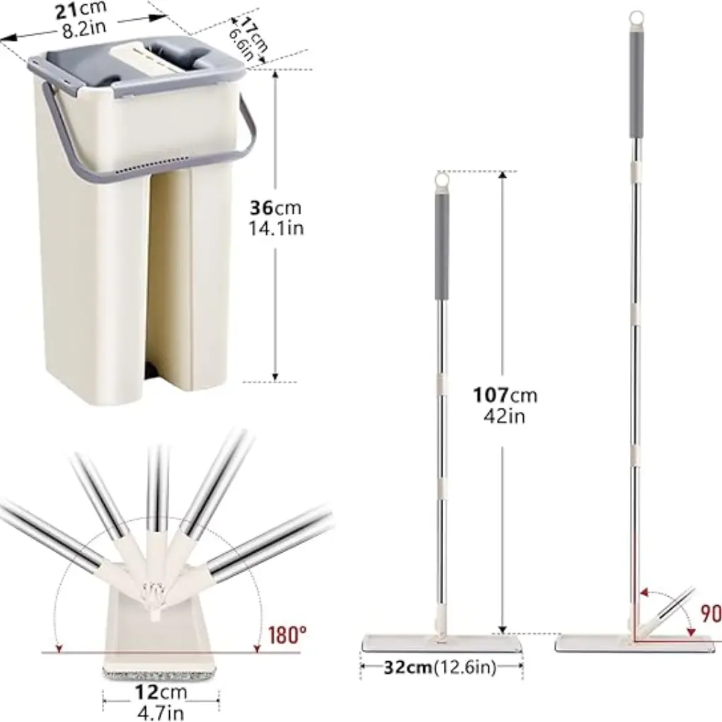 Microfiber Flat Mop with Bucket for Floor Cleaning - Image 2