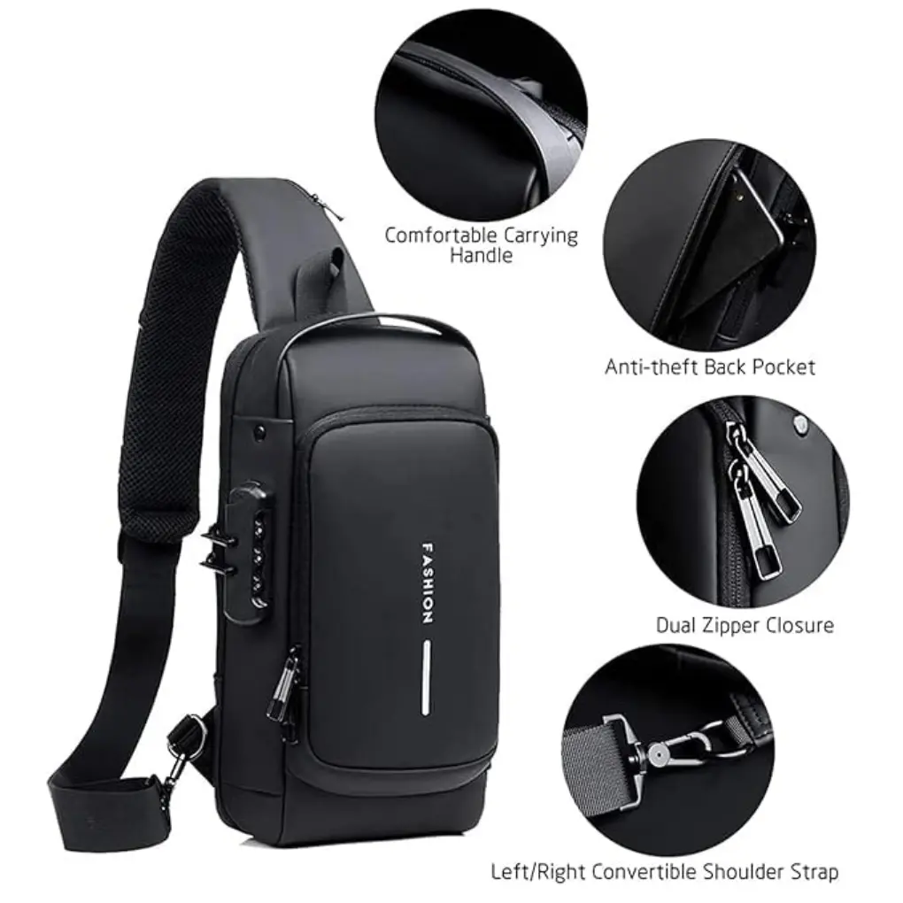Waterproof Slim Unisex Crossbody Sling Bag with Hard Shell - Image 3