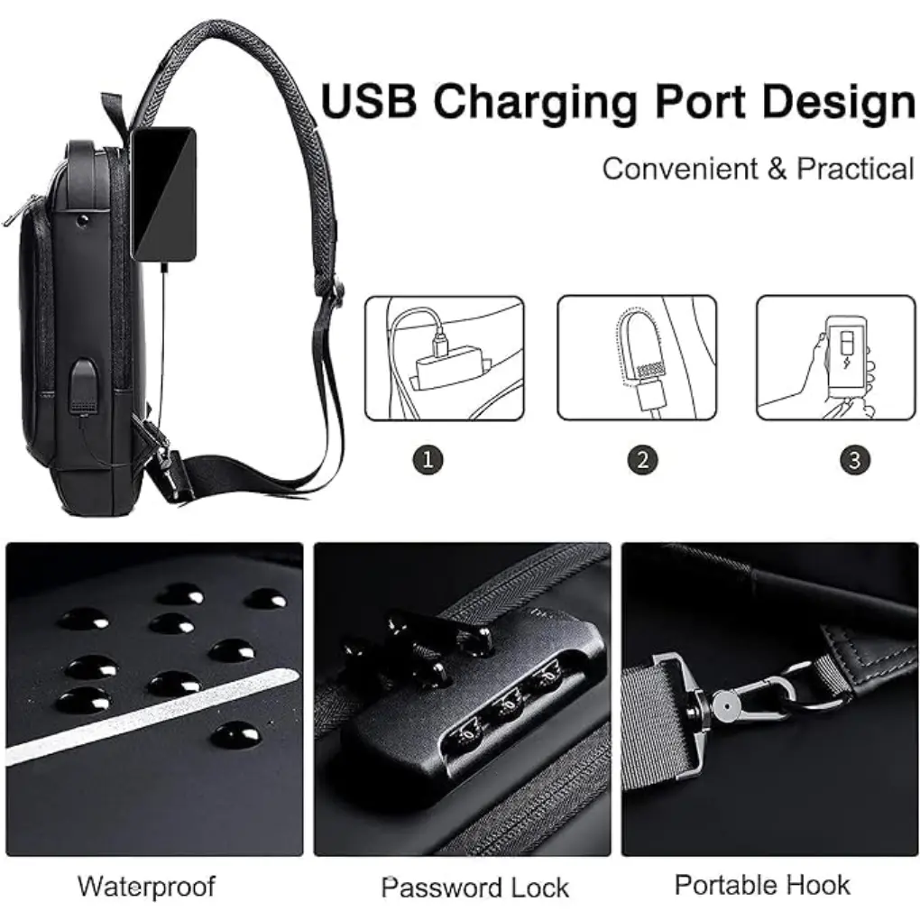 Waterproof Slim Unisex Crossbody Sling Bag with Hard Shell - Image 4