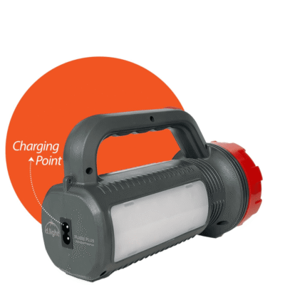 Solar Rechargeable LED Emergency Torch for Home | 2 Modes of Brightness, Convenient Portable Design, in-Built Solar Panel.